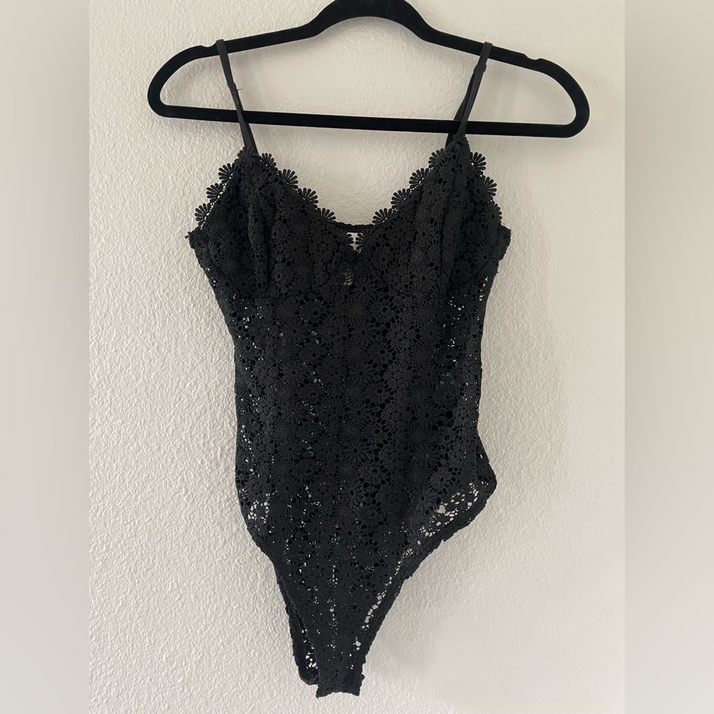 H&M crotchet black bodysuit Small